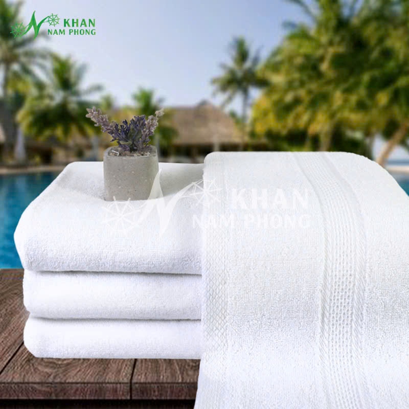Khăn tắm khách sạn 70x140cm màu trắng giá rẻ tại Hải Phòng