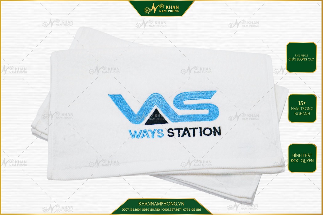 Khăn tập gym cotton thêu logo Ways Station