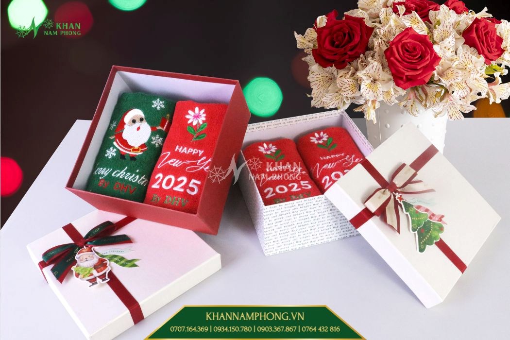 Set khăn quà tặng cotton dịp giáng sinh