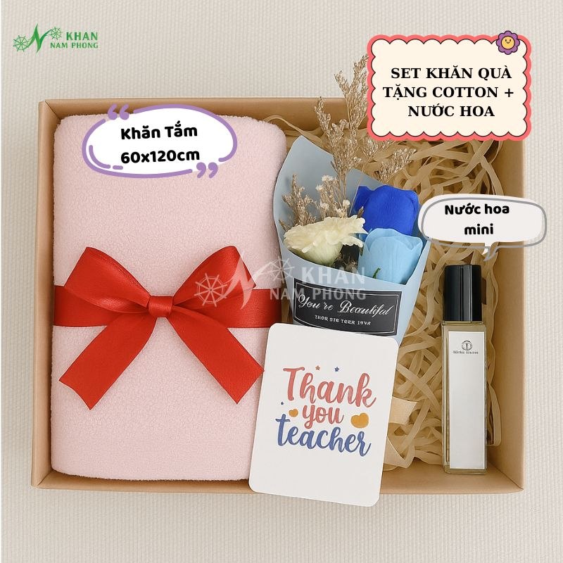 Set quà tặng thầy cộ gồm khăn và nước hoa mini Nam Phong