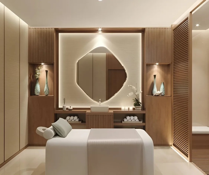 Nội thất spa kết hợp với gương