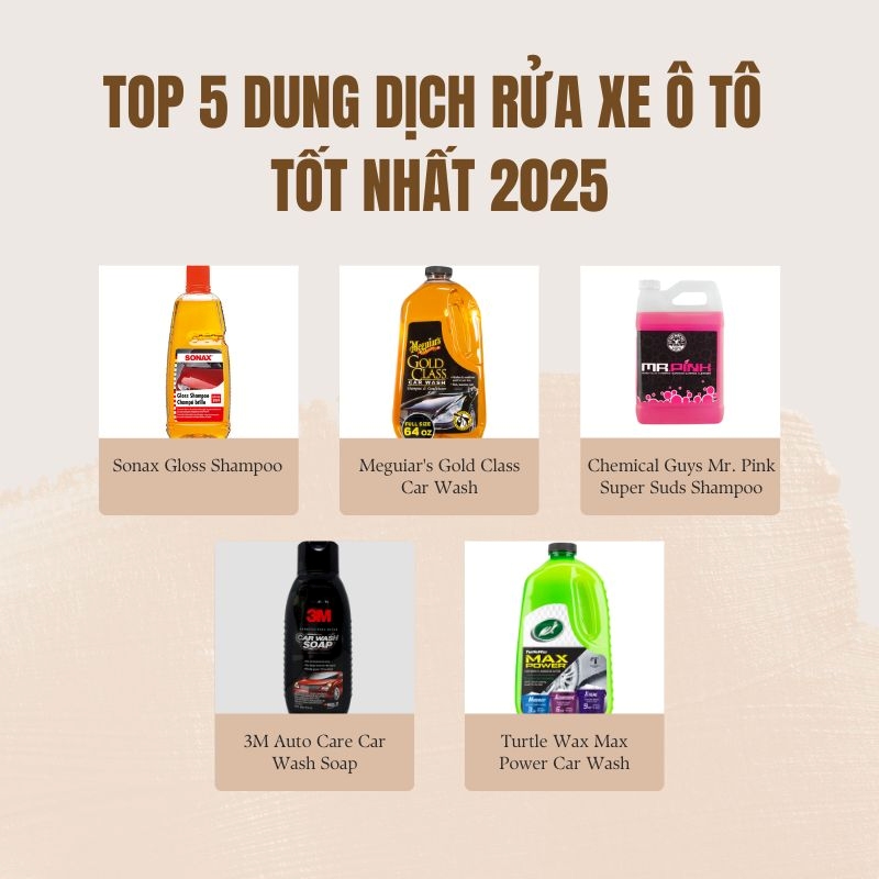 Top 5 dung dịch rửa xe oto tốt nhất 2025 Top 5 dung dịch rửa xe oto tốt nhất 2025