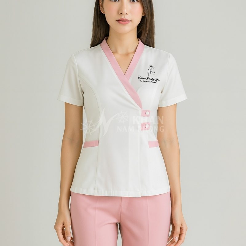 Đồng Phục Nhân Viên Spa Cotton Lạnh Thêu Logo