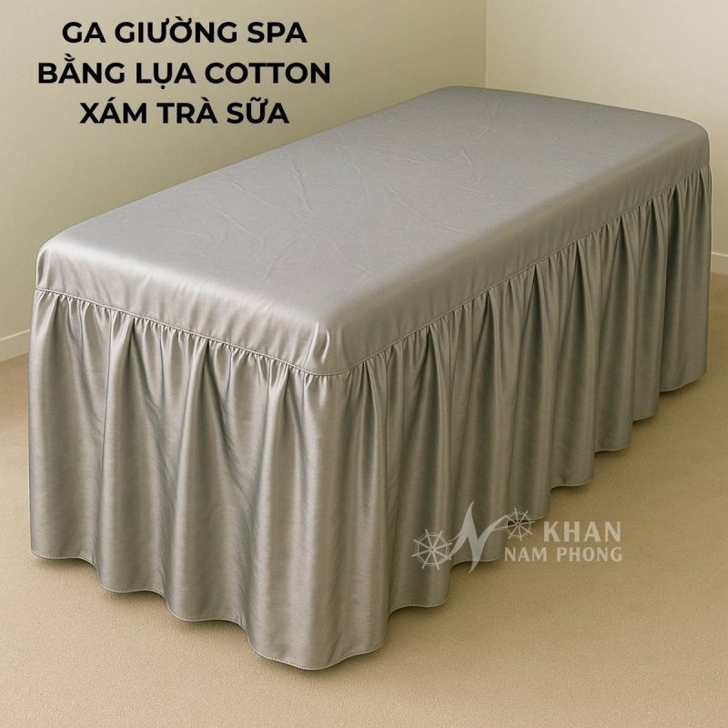 Ga Trải Giường Spa, Massage Bằng Lụa Màu Xám 90x190cm