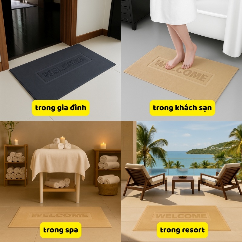 Ứng dụng thảm chân khách sạn cotton