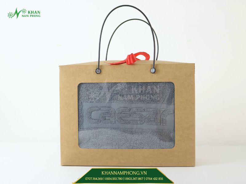 Khăn cotton làm quà tặng công đoàn dập logo Caesar Khăn cotton làm quà tặng công đoàn dập logo Caesar