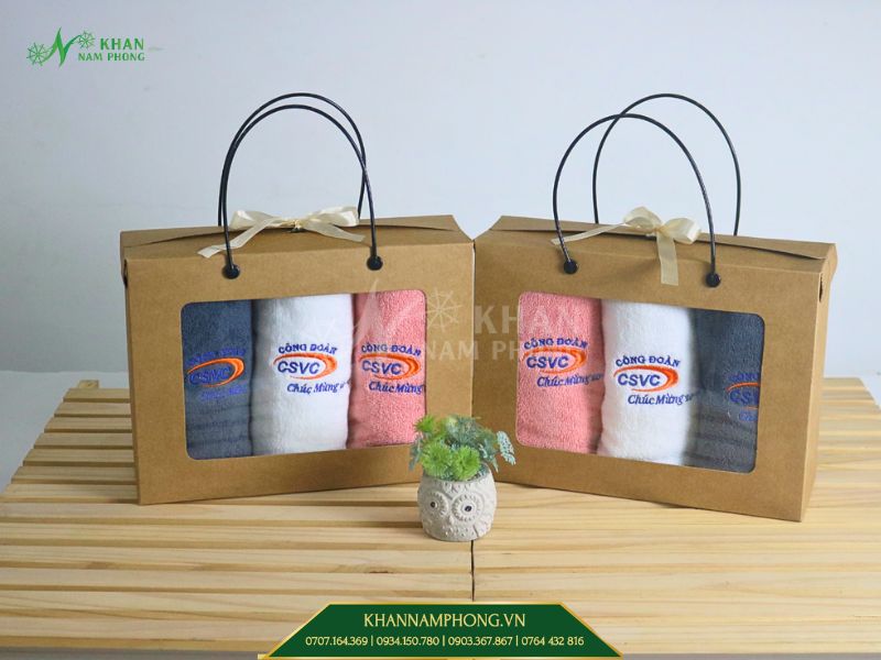 Set 3 khăn mặt cotton làm quà tặng công đoàn Set 3 khăn mặt cotton làm quà tặng công đoàn
