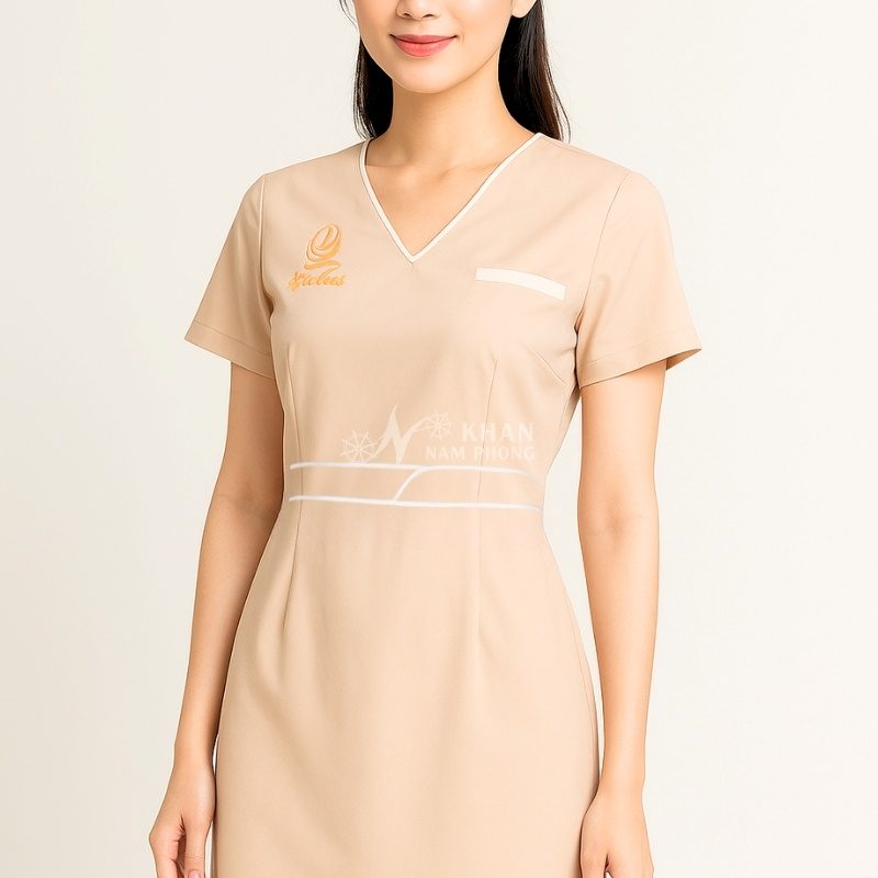 Váy đầm đồng phục logo thêu cotton lạnh