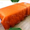 Drap Trải Giường Spa + Chăn Phủ (Đắp) Màu Cam Cotton Chần Bông