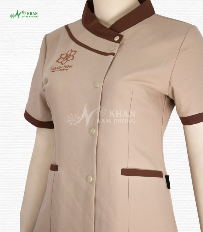 Đồng phục massage cotton lạnh nút cài cổ tàu tại Gò Vấp