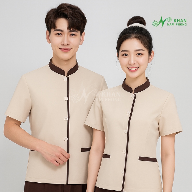 Đồng Phục Resort Khu Nghỉ Dưỡng Chất Liệu Cotton Nhật Màu Kem