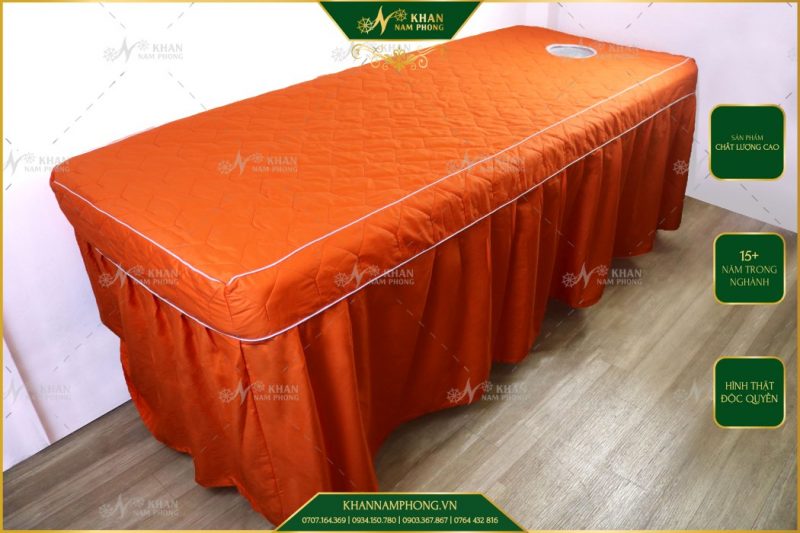 drap giuong cotton chan bong mau cam