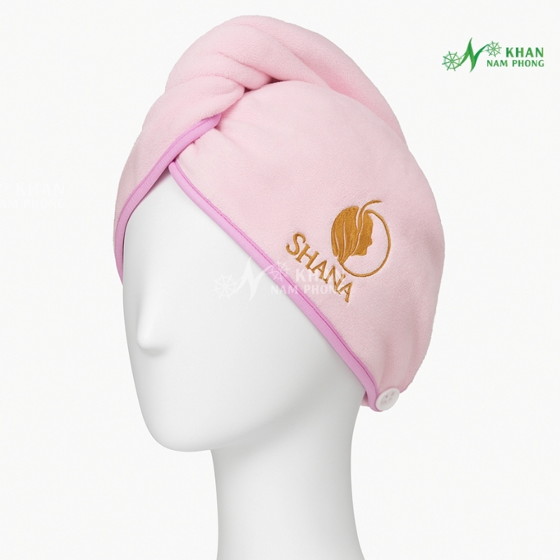Mũ trùm tóc spa microfiber màu hồng