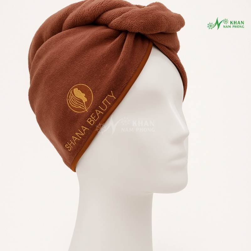 Mũ trùm tóc spa microfiber màu nâu