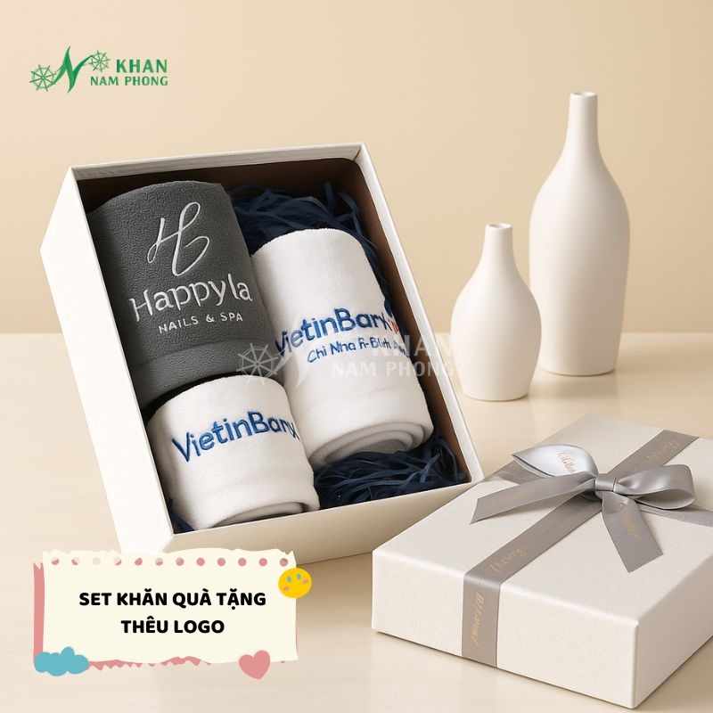 Set khăn quà tặng thêu logo làm quà kỷ yếu mang tính cá nhân hóa
