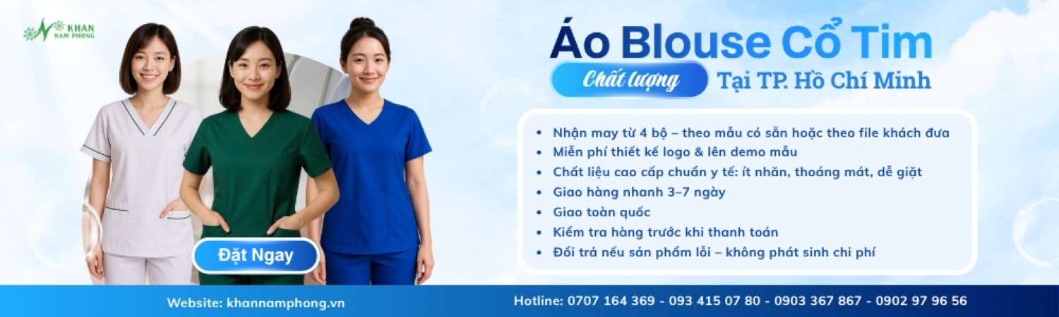 Áo blouse cổ tim y khoa Nam Phong