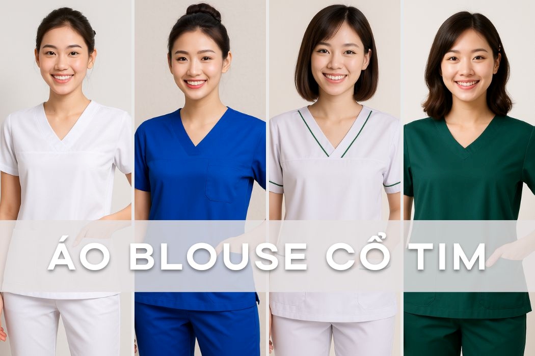 Áo blouse cổ tim
