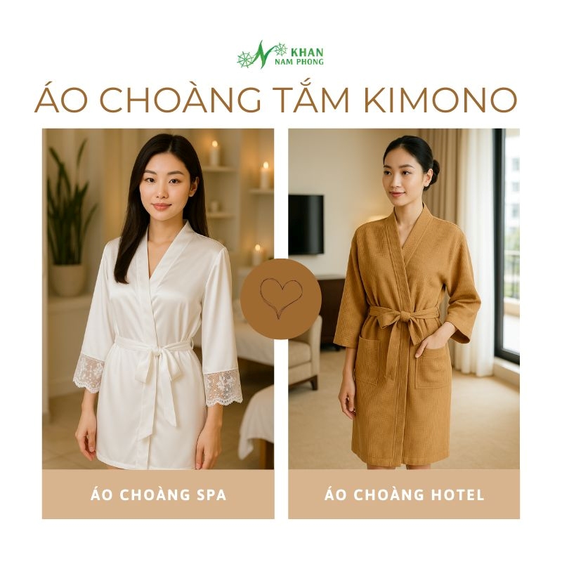 Áo choàng tắm kimono spa- khách sạn chất lượng
