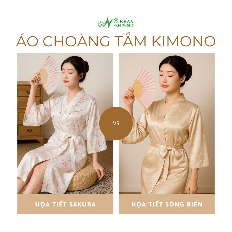 Áo choàng tắm kimono tinh tế trong thiết kế khơi gợi cảm xúc