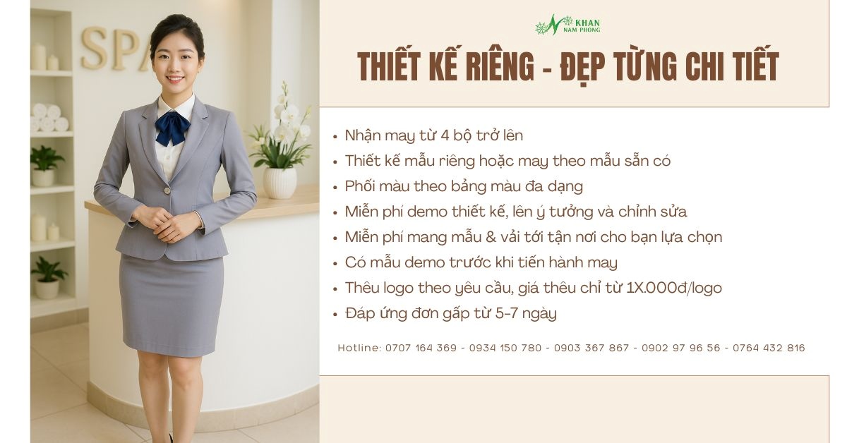 Đồng phục spa dạng vest thiết kế theo yêu cầu