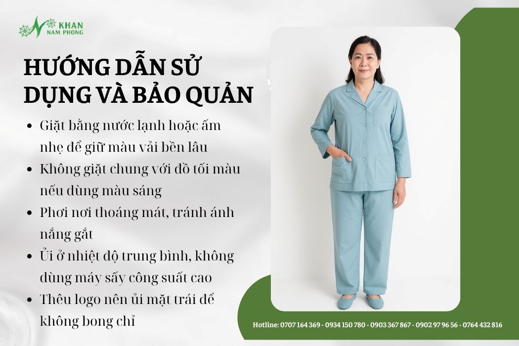 Hướng dẫn sử dụng và bảo quản đồng phục bệnh nhân