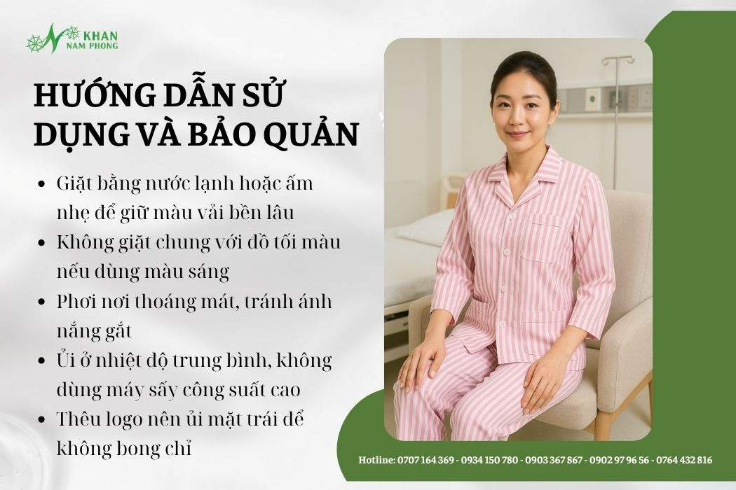 Hướng dẫn sử dụng và bảo quản quần áo bệnh nhân