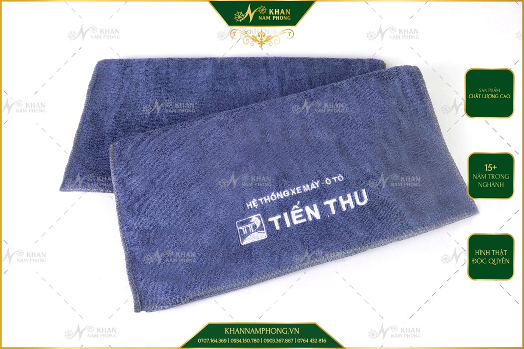 Khăn microfiber thêu logo làm quà tặng tinh thần cho khách hàng 