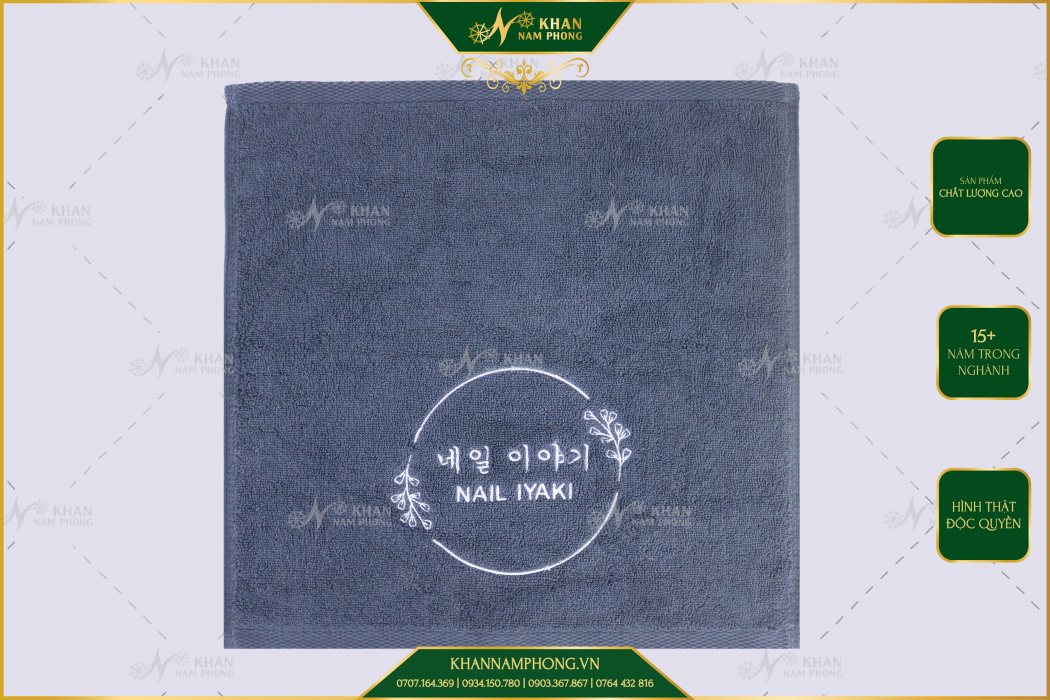 Khăn nail quà tặng cotton thêu logo