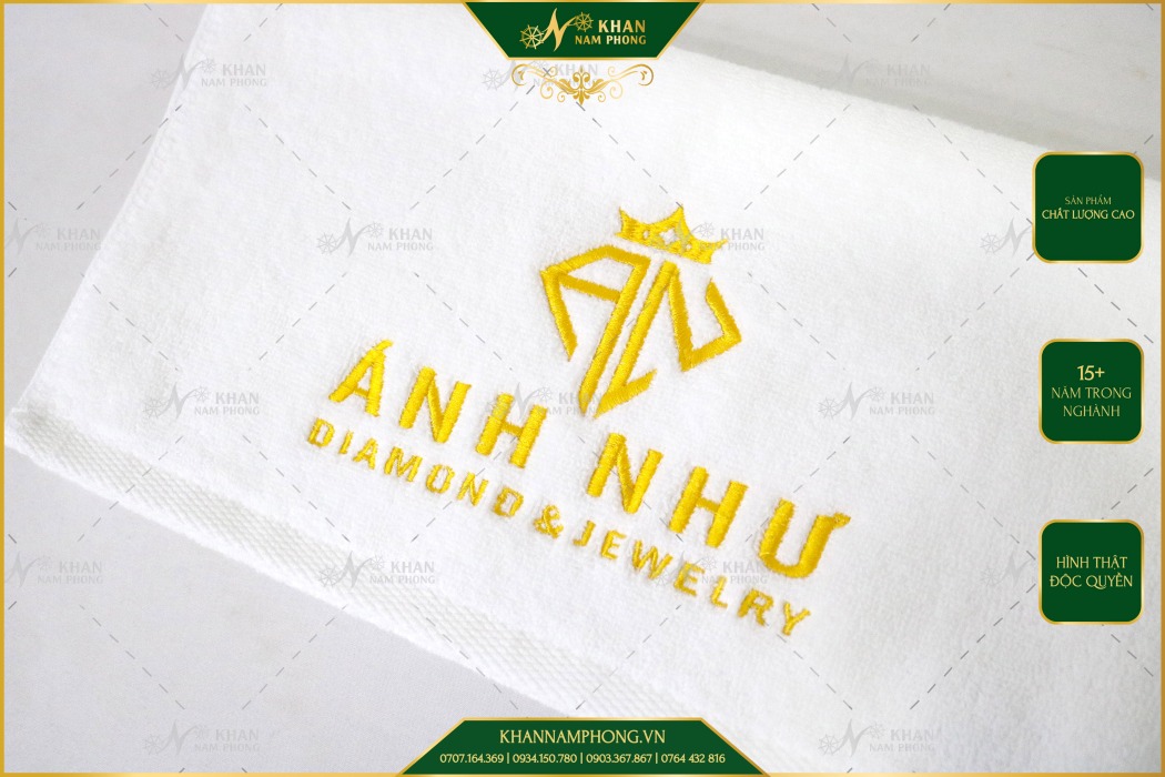 Khăn quà tặng cotton thêu logo Ánh Như Jewelry