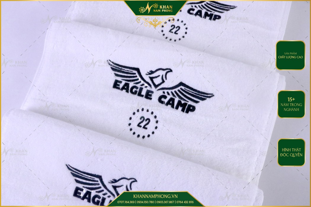 Khăn quà tặng cotton thêu logo Eagle Camp