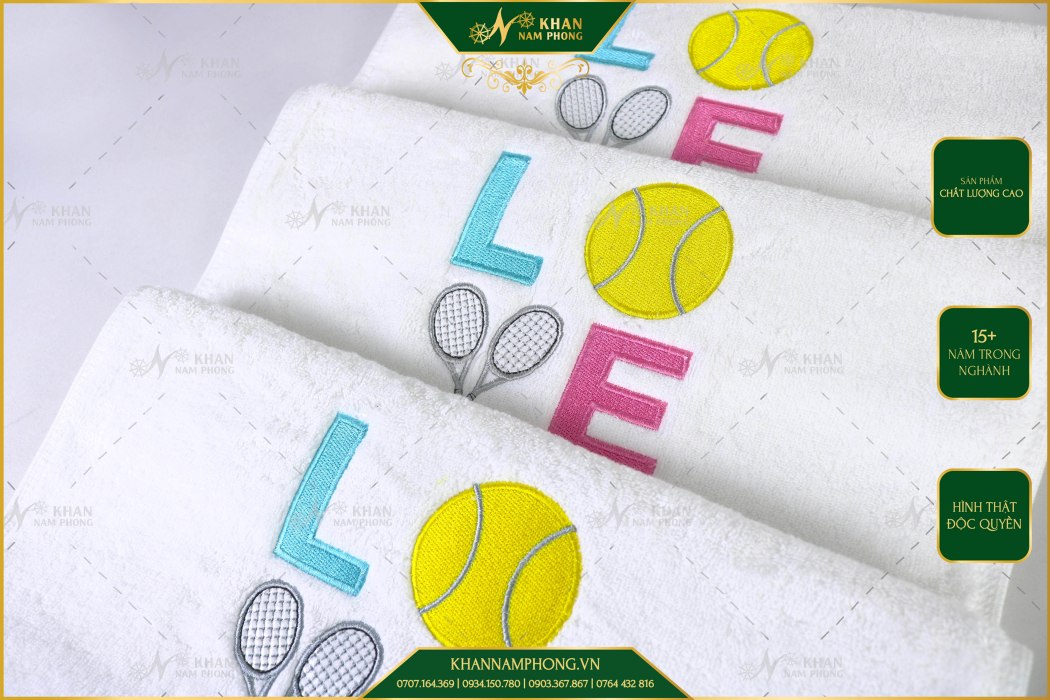 Khăn quà tặng cotton thêu logo pickleball