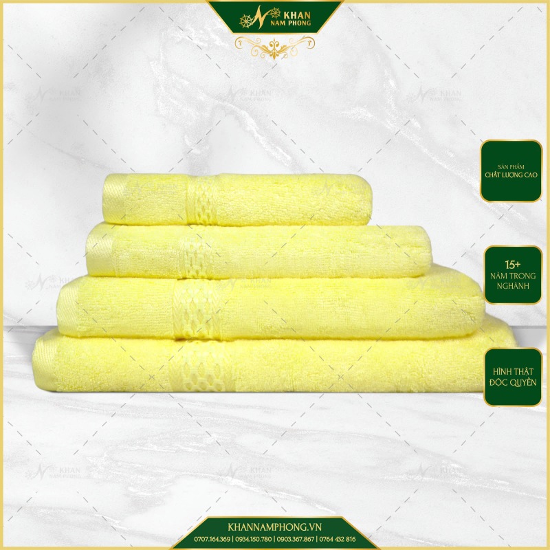 Khăn spa chất liệu viscose bamboo màu vàng chanh