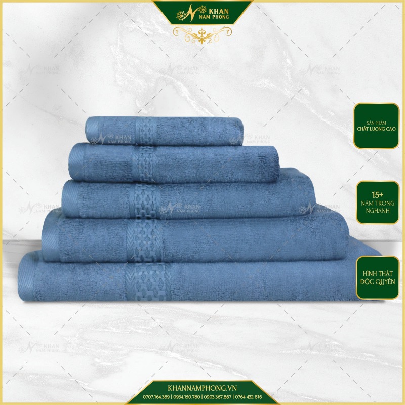 Khăn spa chất liệu viscose bamboo màu xanh bụi