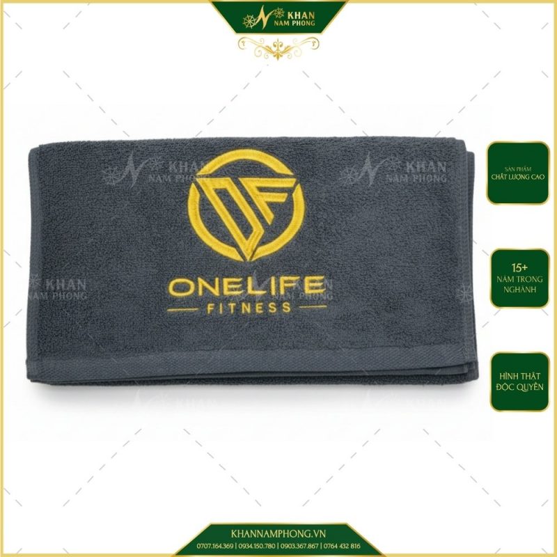 Khăn Thể Thao Tập Gym Cao Cấp Màu Xám, Trắng 34x80cm Thêu Logo ONELIFE FITNESS
