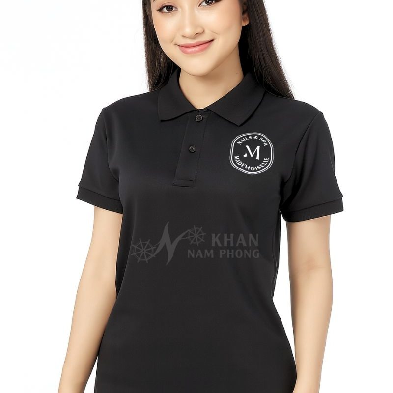 Áo polo đồng phục nail có cổ màu đen