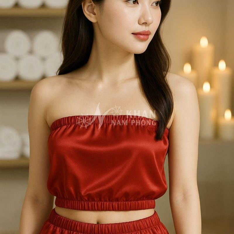 Bộ Quần Áo Cho Khách Làm Liệu Trình Giảm Béo Màu Đỏ