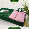 Set 3 Khăn Quà Tặng V-Bamboo 34×80 40×60 60×120 Màu Hồng