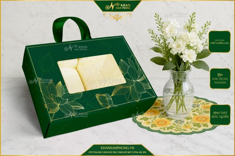 Set 3 Khăn Quà Tặng V-Bamboo 34×80 40×60 60×120 Màu Vàng