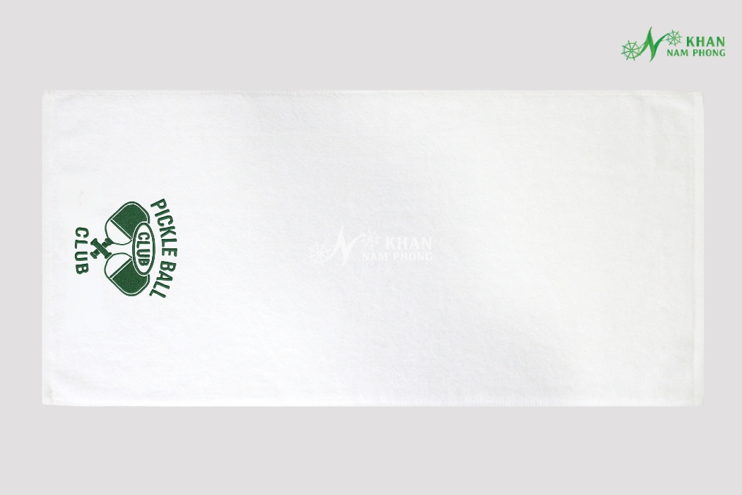 Khăn Cotton Cao Cấp Pickleball Club Trắng 34x80cm Thêu Logo