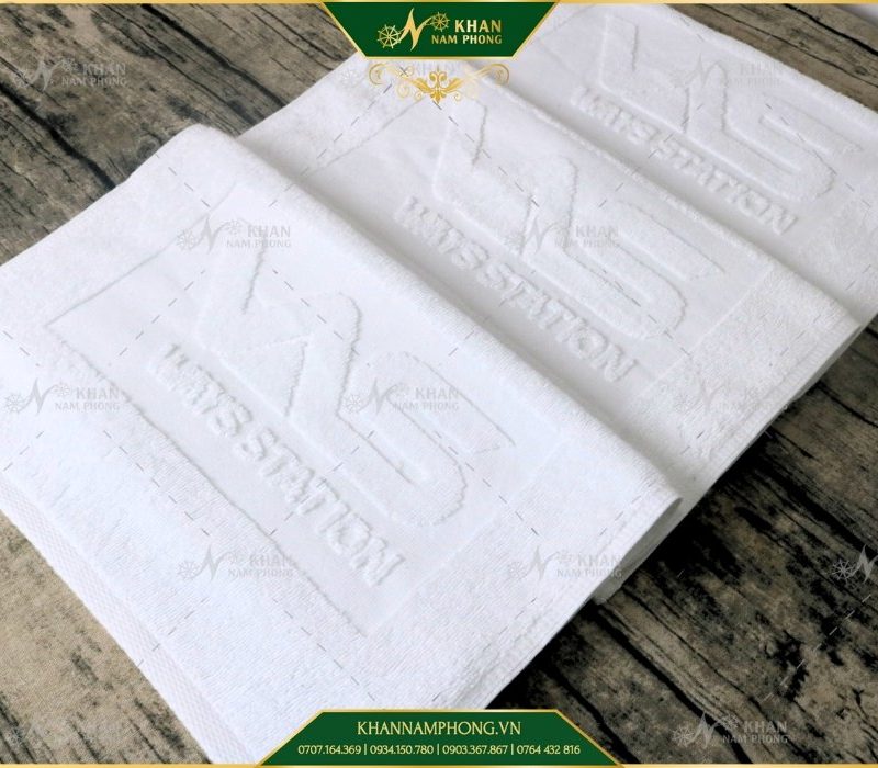 Khăn Gym 100% Cotton Màu Trắng Dập Logo Ways Station KT-34x80cm