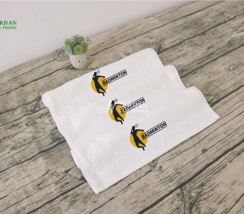 Khăn Lau Mồ Hôi Cầu Lông Cotton Cao Cấp Màu Trắng 34x80cm Thêu Logo
