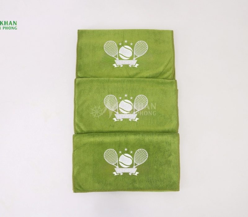 Khăn Lau Mồ Hôi Cầu Lông Microfiber Màu Xanh Cốm Thêu Logo