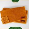 Hai khăn microfiber màu da bò bề mặt nhung mịn thêu logo KPAINT đỏ đen