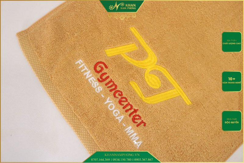 khan tap gym cotton mau vang theu logo gymcenter 34x80cm 1