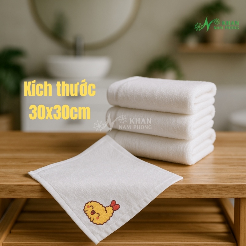 Khăn tay vuông mầm non trẻ em màu trắng 30x30cm