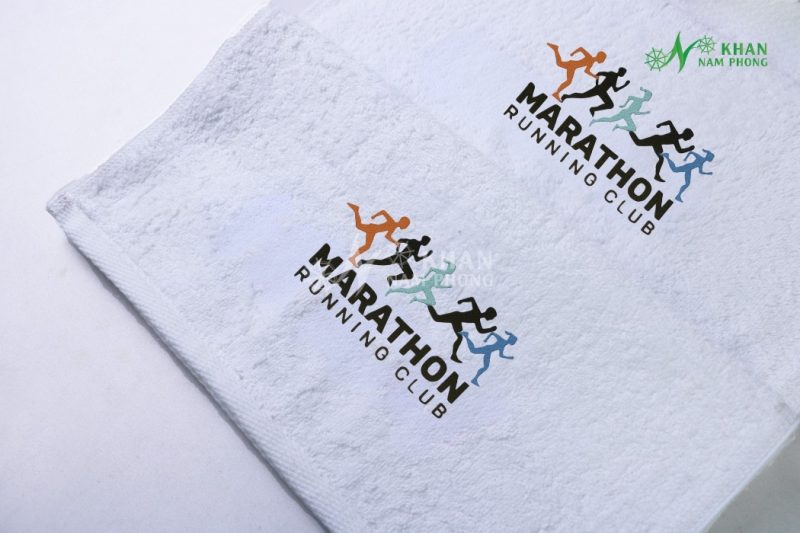Khăn Thể Thao Chạy Bộ Màu Trắng Chất Liệu 100% Cotton Thêu Logo 34x80cm
