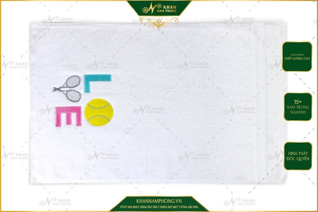 Khăn Thể Thao Pickleball Cotton Cao Cấp Màu Trắng Thêu Logo LOVE 34x80cm