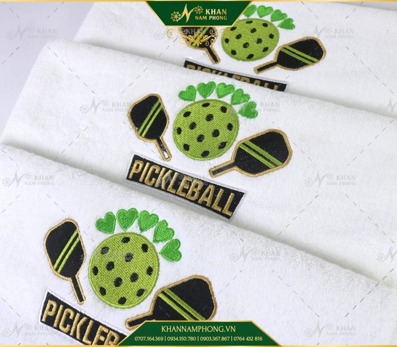 Khăn Thể Thao Pickleball Cotton Cao Cấp Màu Trắng 34x80cm Thêu Logo