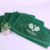 Khăn Thể Thao Pickleball Cotton Xanh Lá 34x80cm Thêu Logo Vợt Bóng Trắng