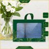 Hộp Quà 2 Khăn V-Bamboo Màu Xanh Bụi Có Nắp Độc Quyền Cao Cấp 28x50cm & 34x80cm